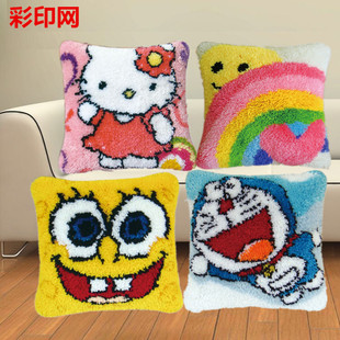 Color printing Net segment embroidery pillow cross-stitch pillow wool embroidery cushion student manual class backrest cartoon for boyfriend