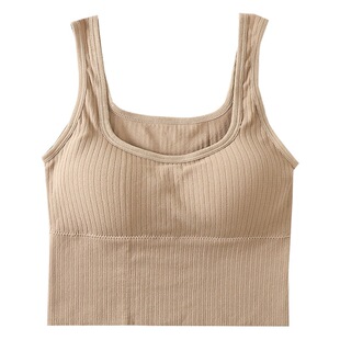 Women's square collar backless bra with suspenders, no steel ring, push up with chest pad, slimming outer wear I-shaped vest