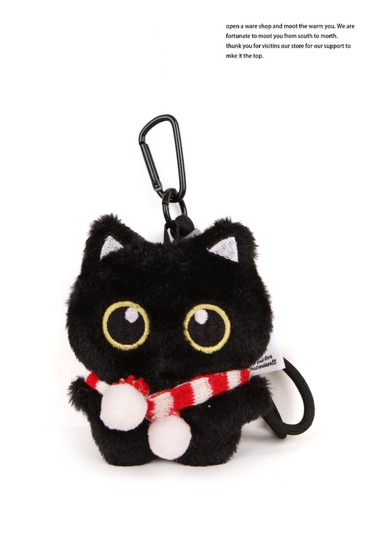かわいいぬいぐるみ小さな黒猫人形ペンダントガールハートきしむ多用途ペンダントバックパックキーホルダーペンダント|undefined