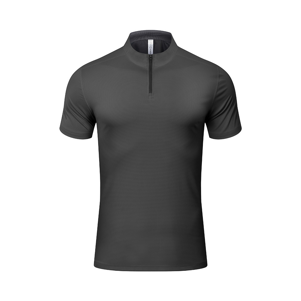 Camiseta para hombre al aire libre verano de secado rápido transpirable casual cuello alto polo de manga corta deportiva media cremallera ropa de secado rápido para hombre