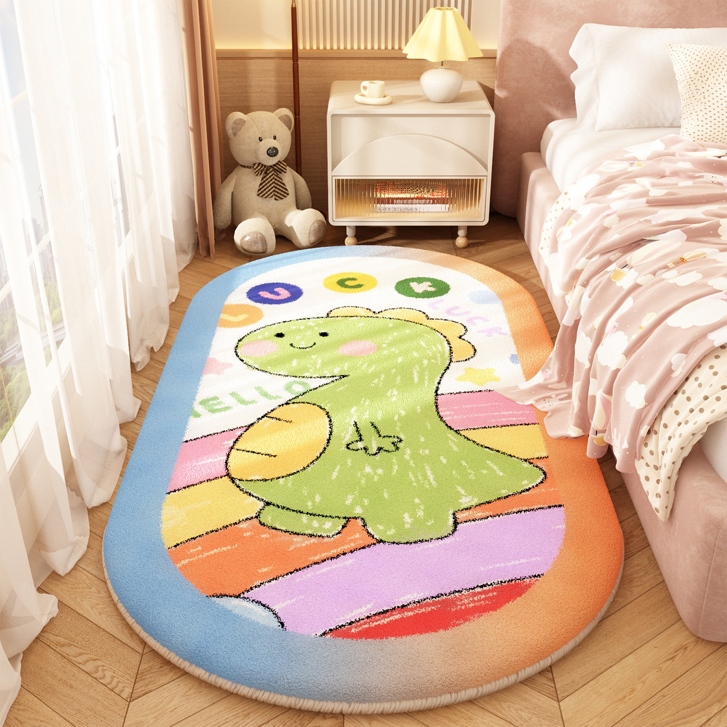 Cartoon children's cute carpet for bed made of faux fur for living…