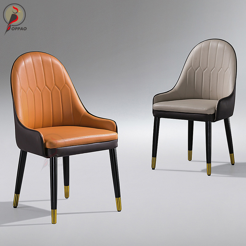 Modern Light Luxury Backrest Chair Dining Chair Casual Chair Coffee Hotel Chair Simple Household Thickened Stool Oak Foot