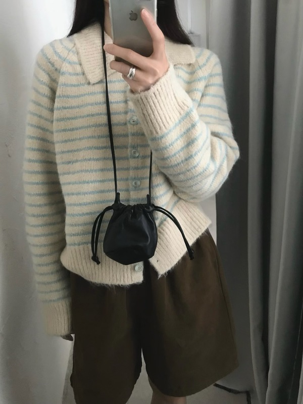 韩系减龄条纹翻领毛衣外套女宽松春秋冬加厚短款软糯针织开衫外穿|undefined