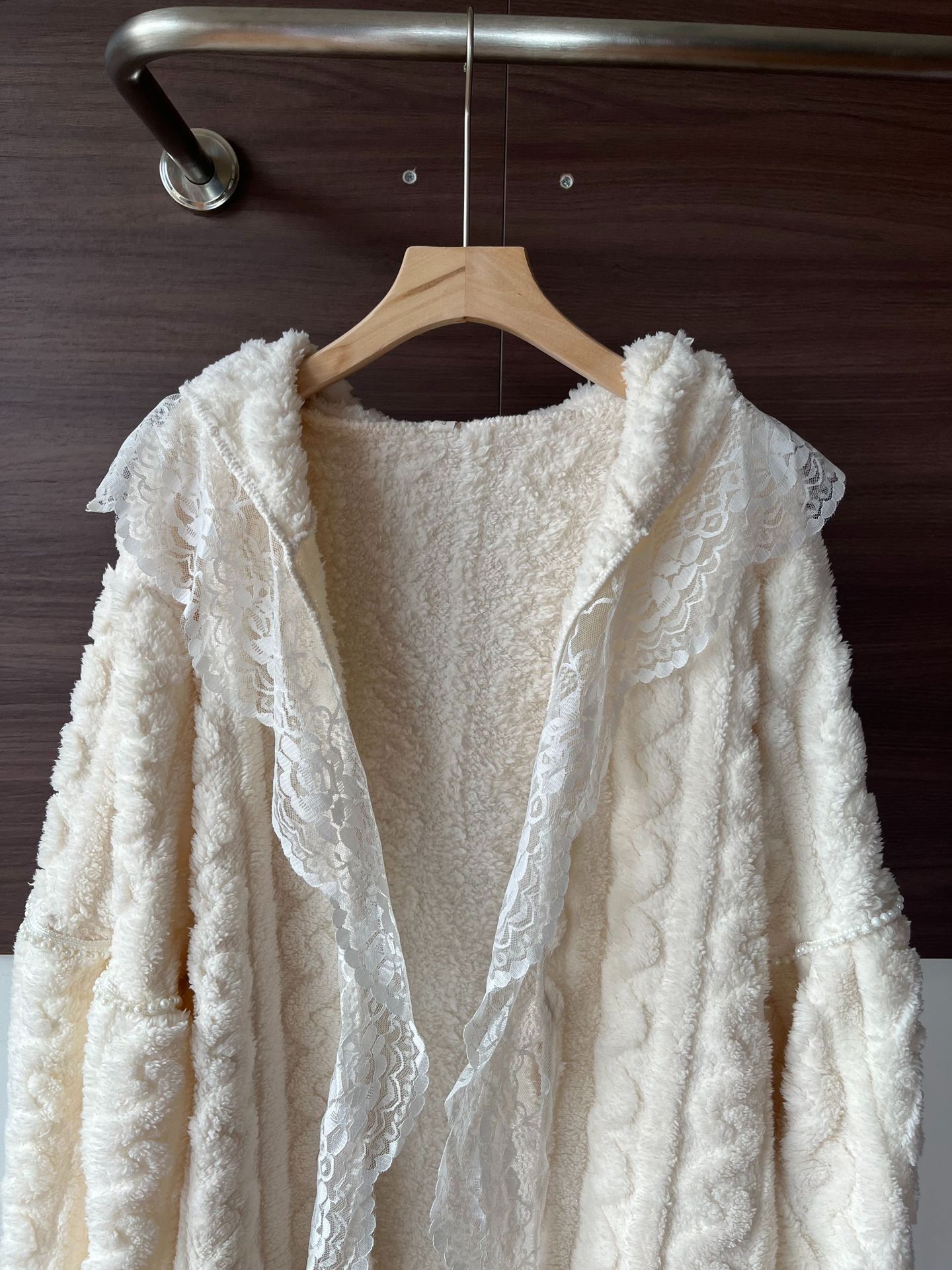 GraceChic Nachthemd aus französischer Spitze für Damen, Herbst und Winter, Korallenfleece, langes, sexy, mit Schnürung, hochwertiges Badekleid/Nachthemd im Prinzessinnenstil_voghion.com