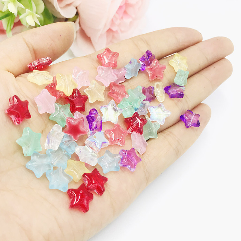 10mm Straight Hole Five-Pointed Star Antique Imitation Glass Accessories Handmade DIY Hairpin Bracelet Necklace Accessories Cross-Border Hot Sale