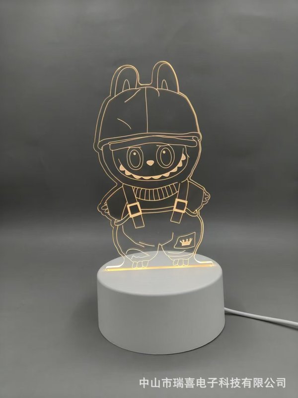 クロスボーダークリエイティブ Nezha Labubu 3D ナイトライトアクリル雰囲気ライト誕生日ギフトベッドサイド子供用テーブルランプ|undefined