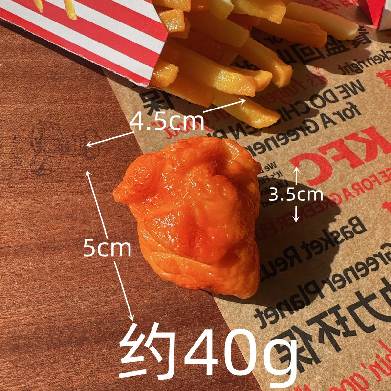 Fábrica en stock al por mayor simulación alimentos papas fritas pollo pierna alas Orleans cangrejo alicates fritos modelo de juego accesorios colgantes adornos