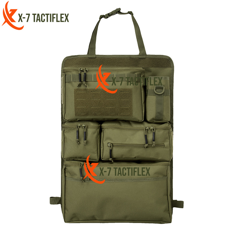 Diseño de almacenamiento de múltiples compartimentos de bolsas de almacenamiento en el asiento trasero de vehículos tácticos pesados cremallera de nylon cerrada para SUV