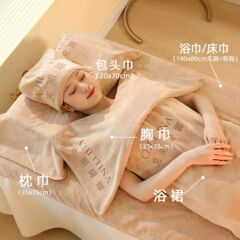 美容院のタオルの超細い繊維のオーダーメイドのロゴのマジックテープは毛を落とさない皮膚の管理の頭巾の3セットを貼ります。
