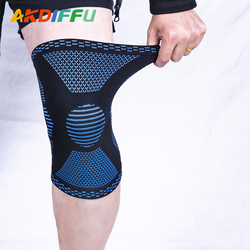 Equipo de protección de ciclismo unisex de cuatro lados elástico de punto rodillera en cuclillas almohadilla de la rodilla de nylon corriendo deportes rodillera pie cesta fila