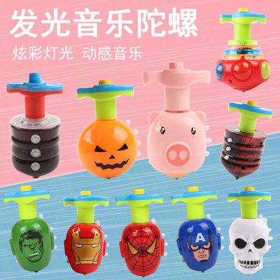 地摊夜市货源发光仿木陀螺七彩闪光音乐电动陀螺儿童玩具厂家直销|ms