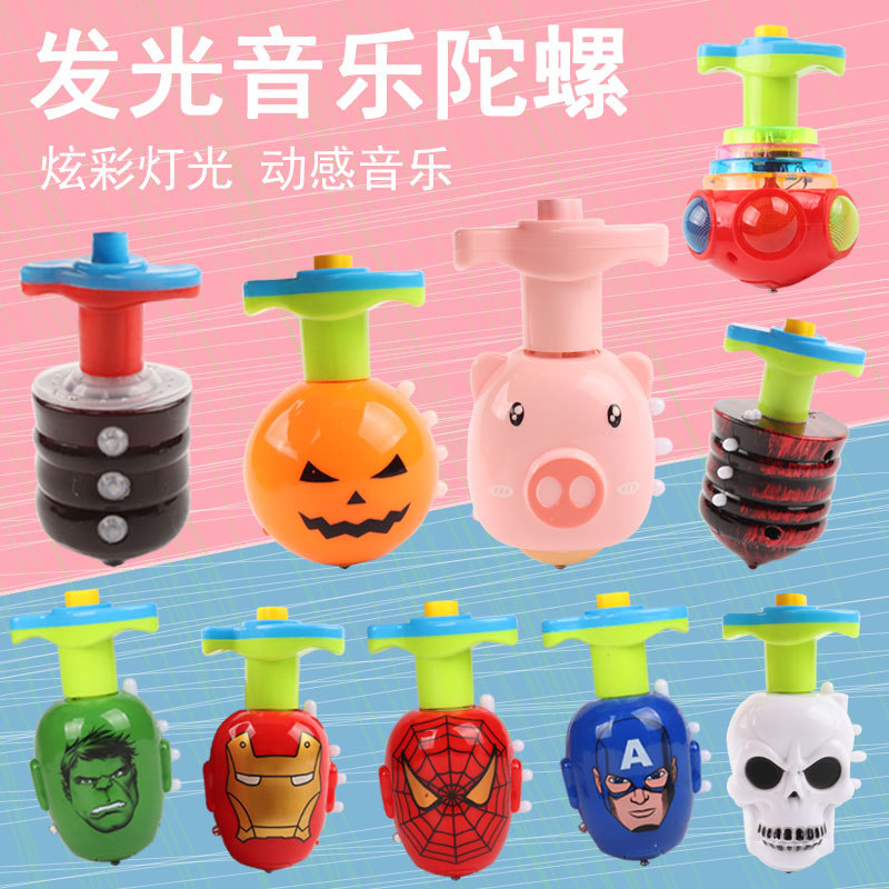 地摊夜市货源发光仿木陀螺七彩闪光音乐电动陀螺儿童玩具厂家直销|ms