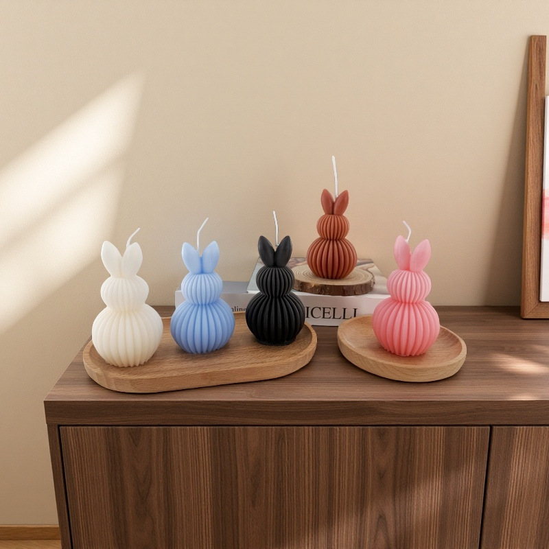 Huevos de Pascua de conejo de bananas DIY huevos de rayas hechos a mano orejas de conejo velas de cabeza de conejo, perilla de vacaciones