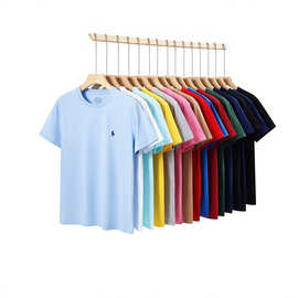 夏季保罗POLO短袖纯棉圆领男士T恤纯色小马标休闲时尚半袖打底衫