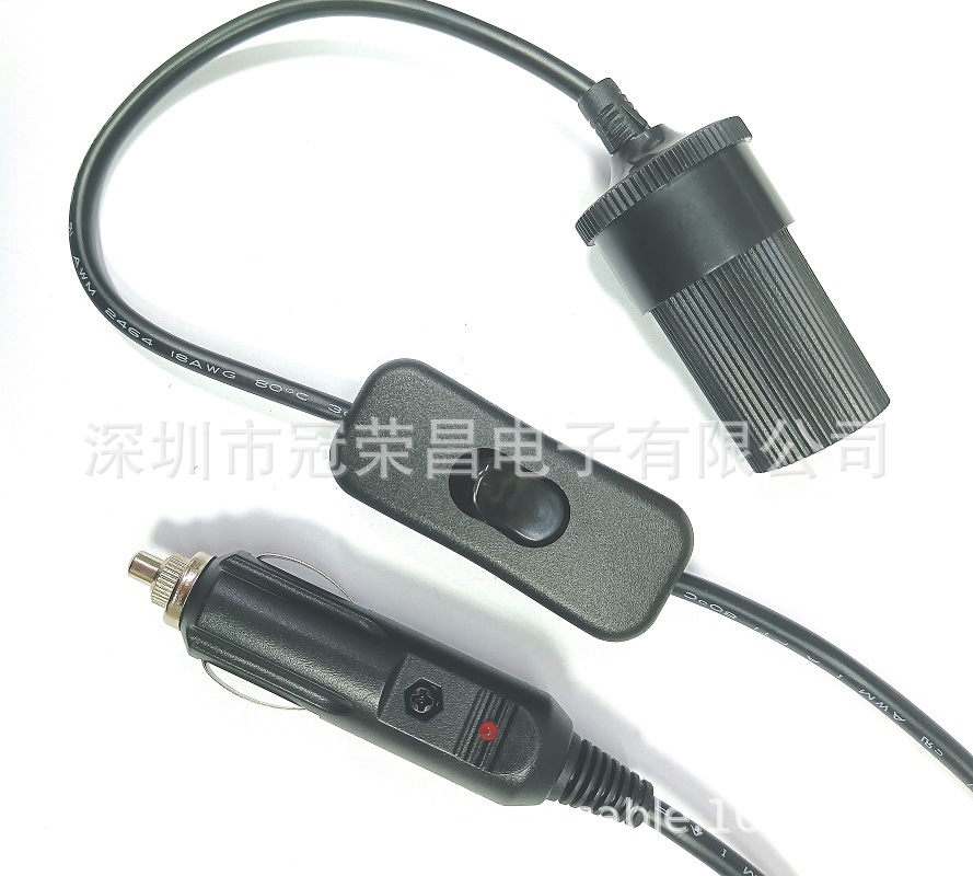 12V24V点烟器公母延长线 车载母头开关电源 车充设备LED灯