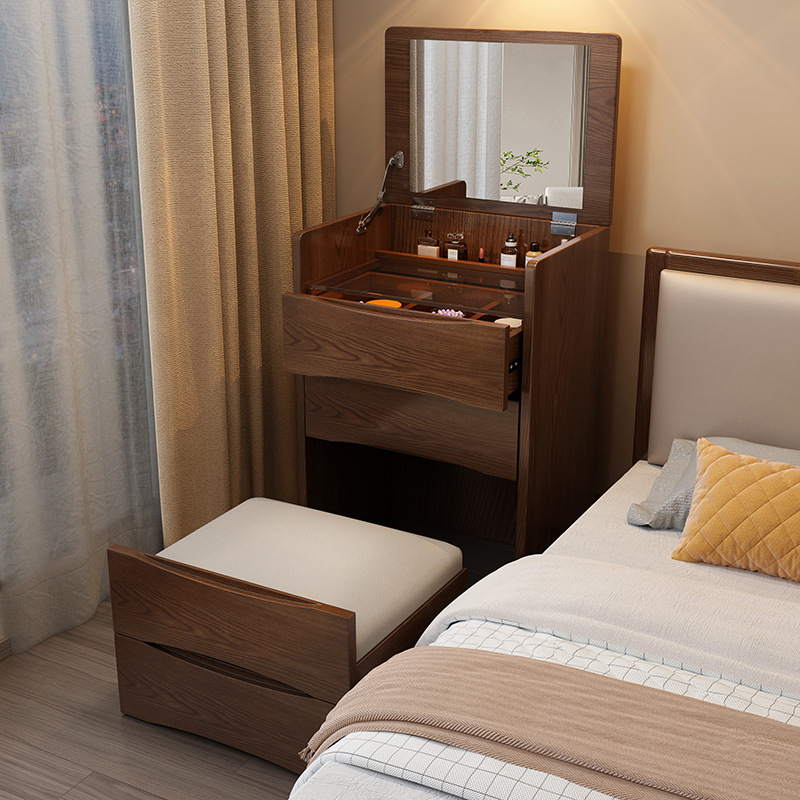Mesita de Noche Moderna Minimalista de Roble para Dormitorio, Tocador para Casa de Alquiler, Venta Directa de Fábrica, Almacenamiento