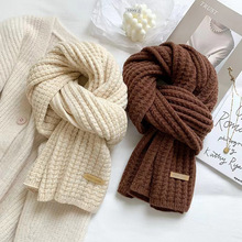 冬季韩系潮氛围感女校园情侣款保暖学生网红百搭纯色针织毛线围巾