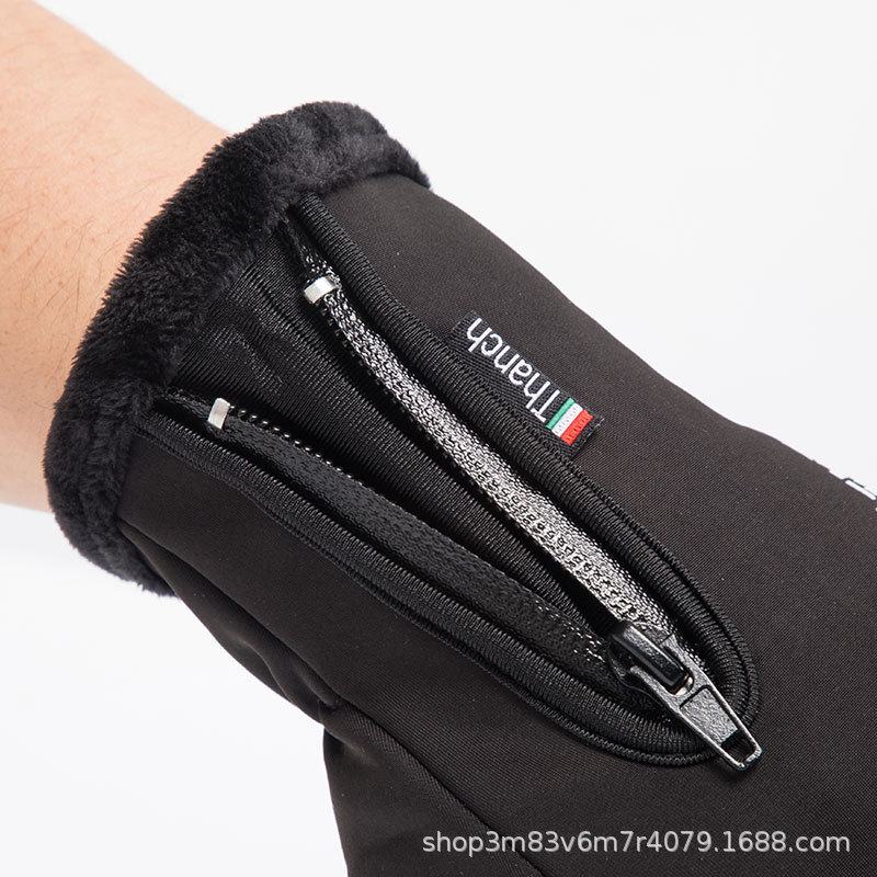 Guantes de ciclismo para hombres invierno antideslizante impermeable viento forrado de lana caliente deportes al aire libre montar a caballo tranvía pantalla táctil guantes de esquí