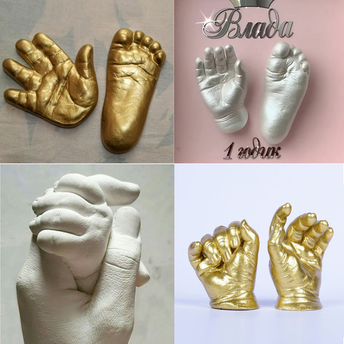 3D baby three-dimensional hand mold powder souvenir creative hand and footprint children's full moon hundred days cloning model powder