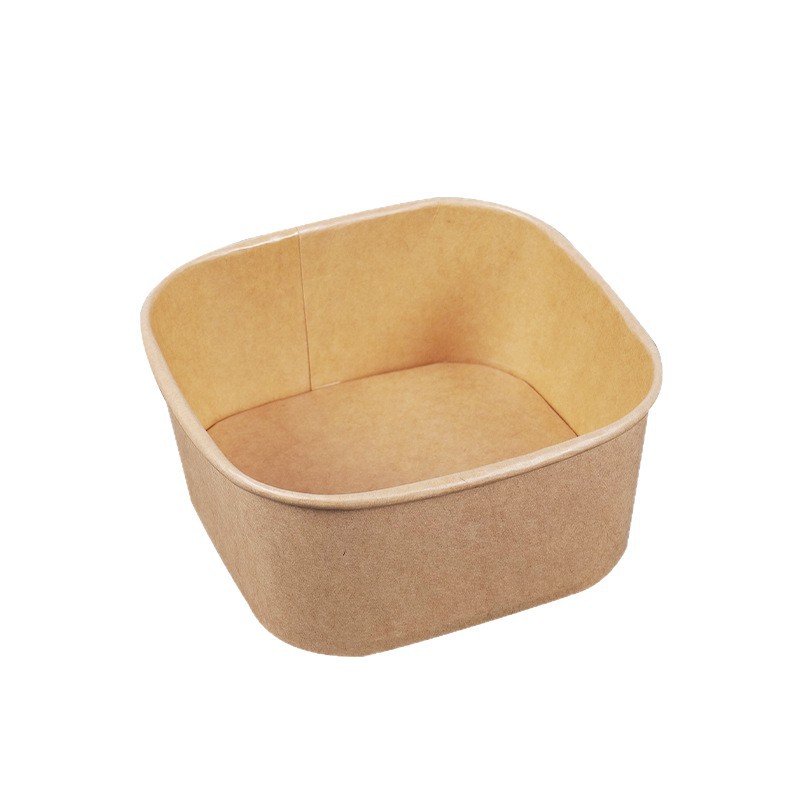 Caja de comidas kraft desechable cuadrada con cubierta de microondas para llevar, horneado, corte, empaque, caja de frutas de picnic, grado alimenticio