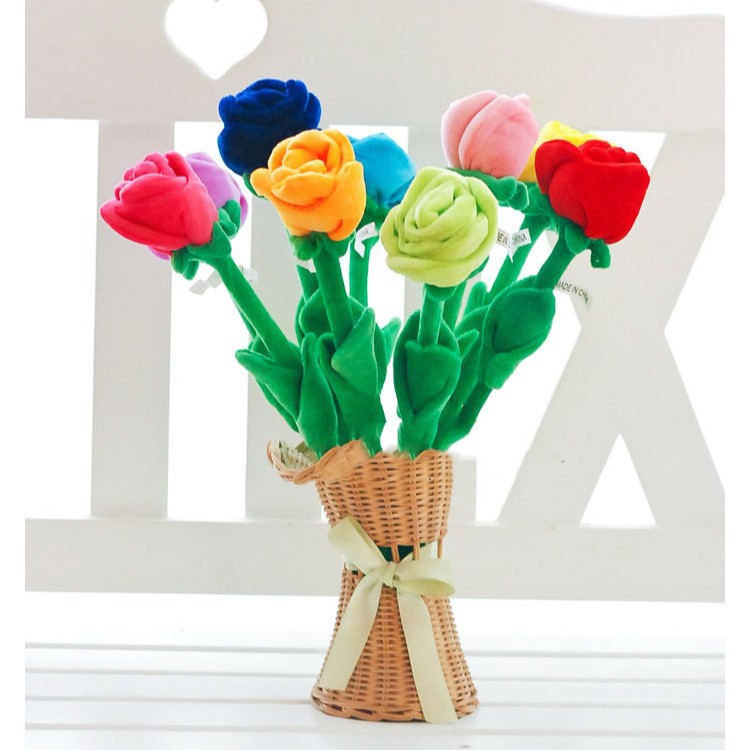 婚庆布艺卡通玫瑰花毛绒玩具窗帘扣婚庆装饰情人节礼物毕业礼