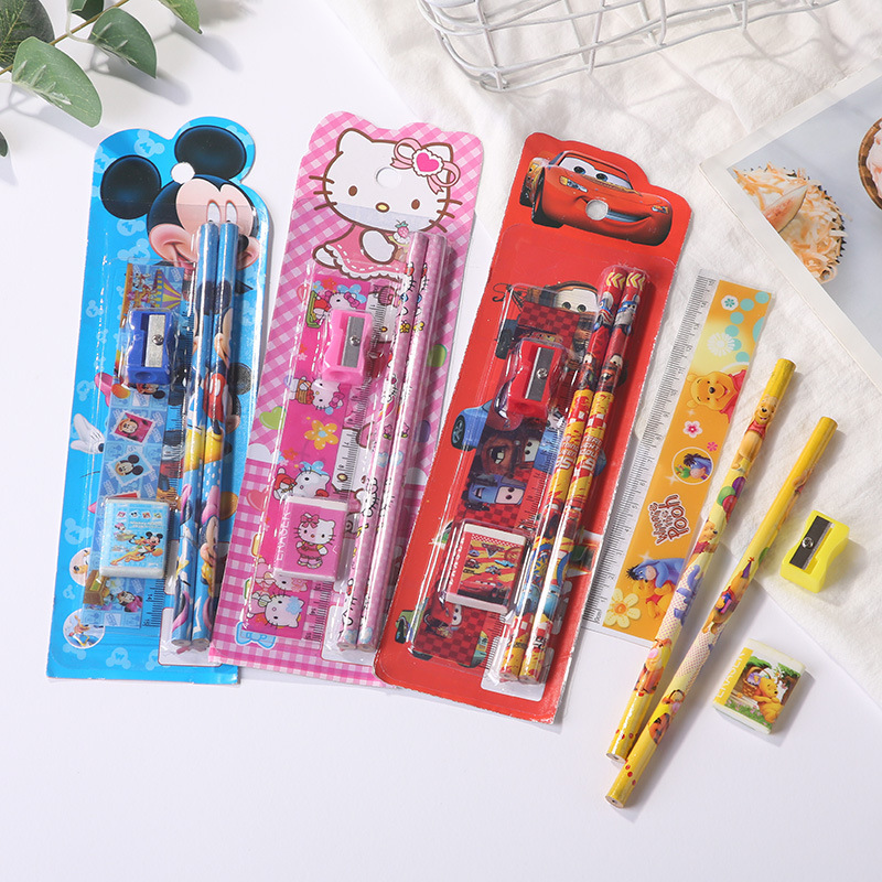 儿童铅笔 文具套装5件套小学生学习用品活动幼儿园 赠品 文具批发