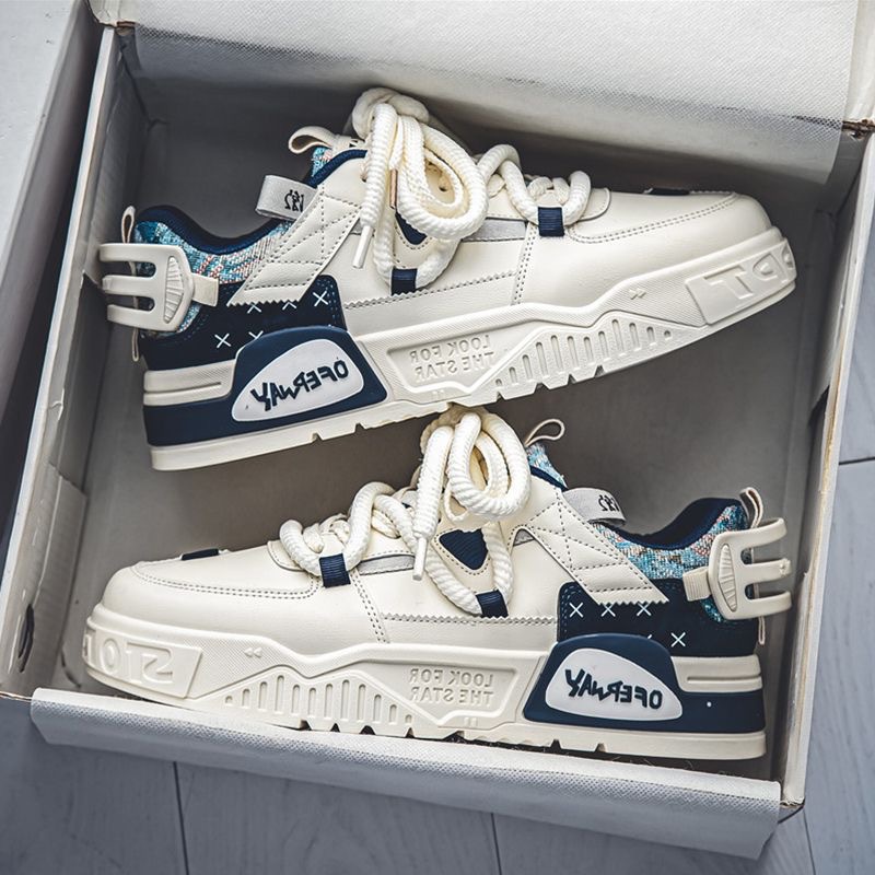 Μεγάλο μέγεθος κορεατικής έκδοσης ανδρικών μοντέρνων παπουτσιών από καμβά, μοντέρνα παπούτσια με χοντρή σόλα για νέους αθλητικούς χώρους αναψυχής_voghion.com