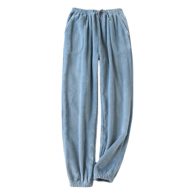 Фланелевые Пижамные брюки для пары, осенне-зимние утолщенные теплые брюки с вырезом, большие размеры, мужские и женские однотонные домашние брюки из кораллового флиса