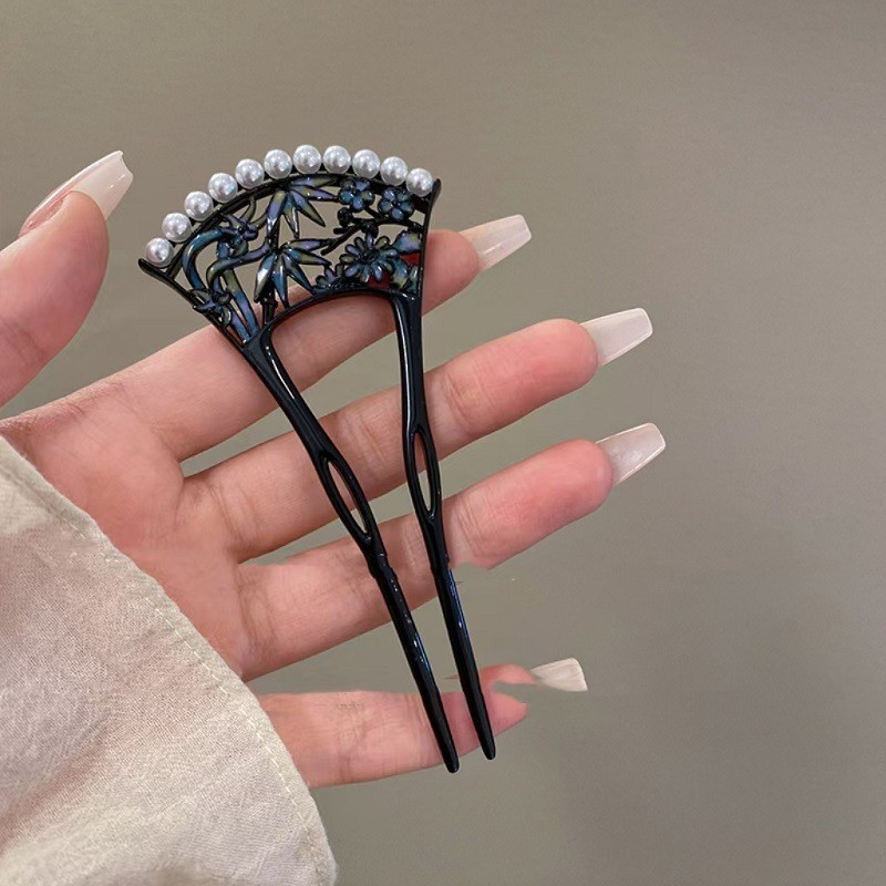 新しい中国風のデザイン U 字型ヘアピンヘアピンヘアピン女性の新しいパールヘアアクセサリーヘアピンヘアピン後頭部卸売|undefined