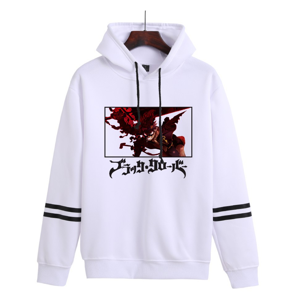 Nuevo estilo transfronterizo popular popular japonés riman black de cuatro hojas-Black Clover más suéter con capucha de terciopelo para mujer