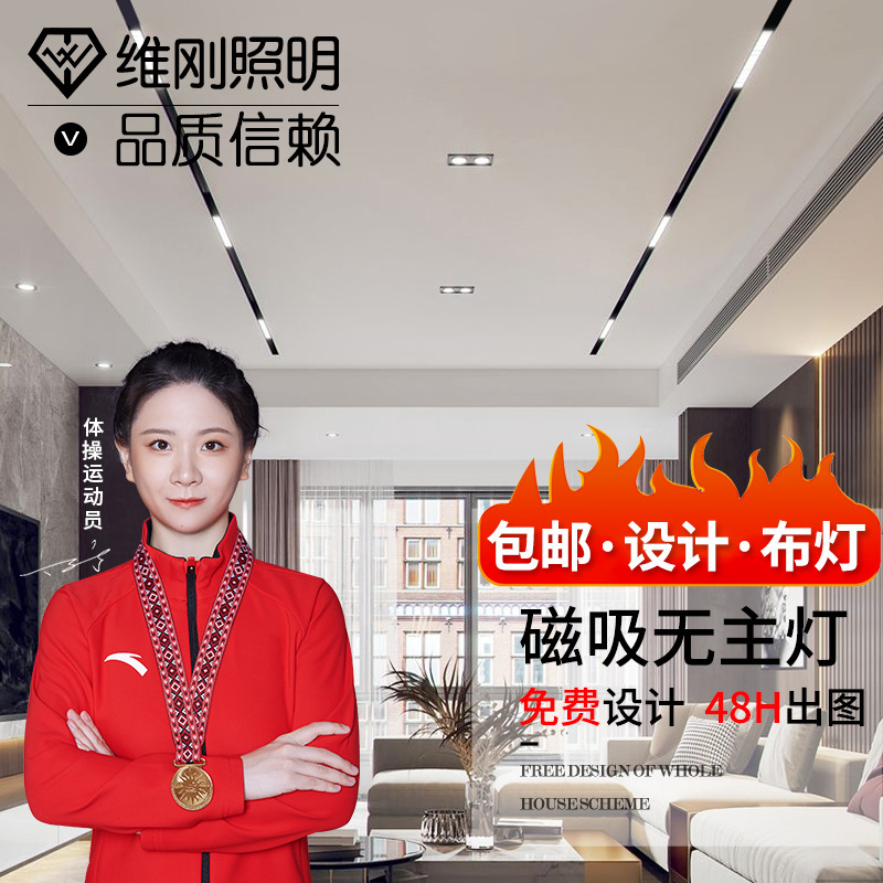 Magnetic Track Light Zhongshan Lamp Household Spotlight Magnetic Light Free Shipping Embedded Concealed Surface Mounted No Main Light