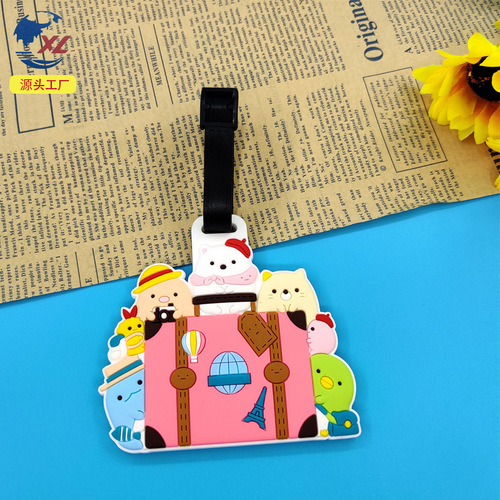 Cartoon cute corner creature PVC soft rubber luggage tag pendant creative luggage tag aircraft checked tag