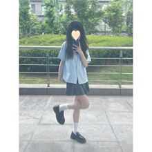 日系学院风jk制服衬衫女学生娃娃领显瘦风琴褶基础款少女百搭衬衣