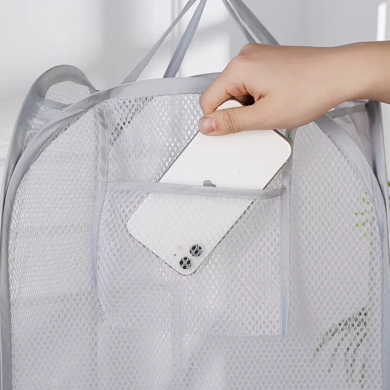 家用折叠脏衣篮厂家直销新款收纳筐涤纶材质收纳网格镂空洗衣篮