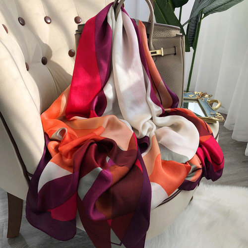 Hangzhou Silk Scarf Women's Versatile Korean Style Light Luxury Style Calla Lily Long Mulberry Silk Scarf Anti-Tank Shawl