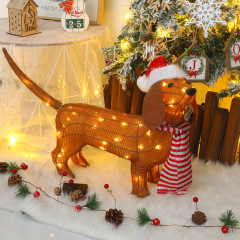 ソーセージ犬クリスマス庭装饰ライトDachshundドッグライトアップoutwindow Figure