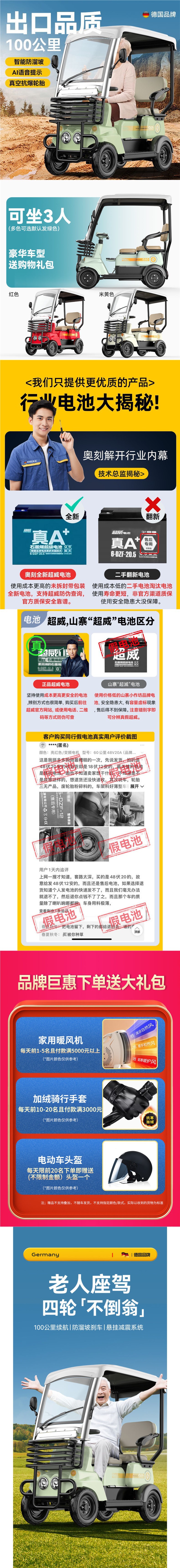 Electric Four-Wheel Vehicle for Elderly and Disabled