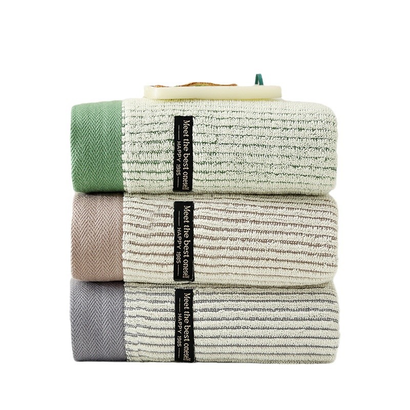Toalha de banho absorvente de algodão puro tingido em fio, 100g, para uso doméstico masculino, que não solta fiapos, para rosto e banho feminino._voghion.com