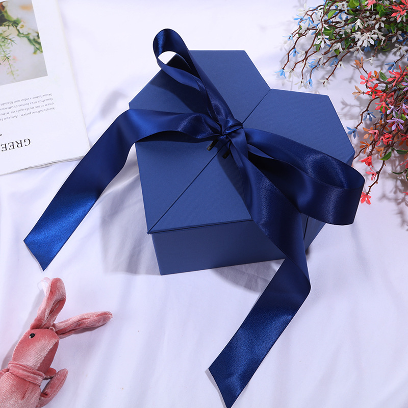 Caja de regalo con lazo de cinta en forma de corazón, caja de regalo para bodas, caja de regalo para cosméticos navideños, caja de regalo en forma de corazón