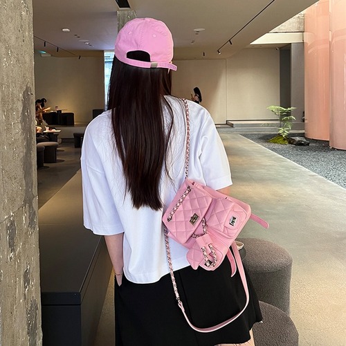 Korean style small fragrant style rhombus chain backpack for women  new style shoulder bag casual versatile multi-pocket backpack