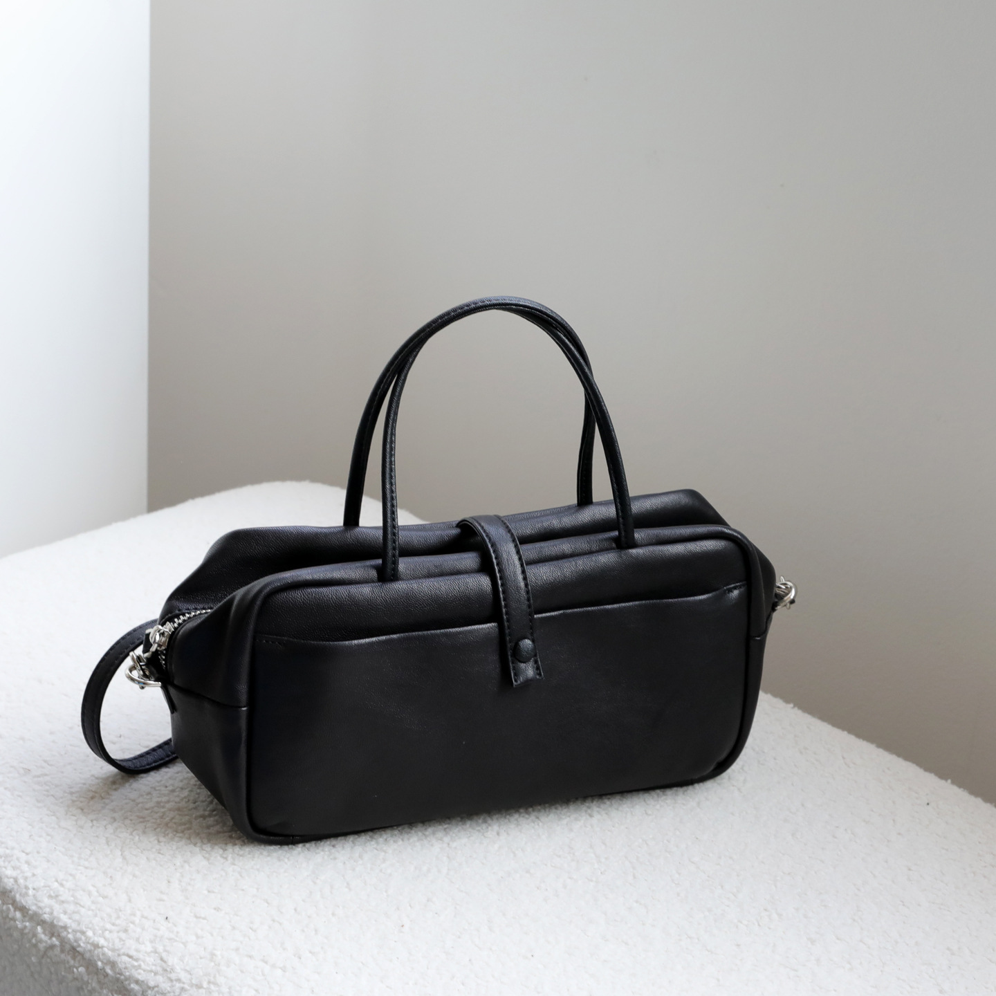 Retro Commuter Vegetable-Tanned Sheepskin Boston Handbag, Versatile Shoulder & Crossbody Women's Soft Bowling Bag - Thumbnail 3
