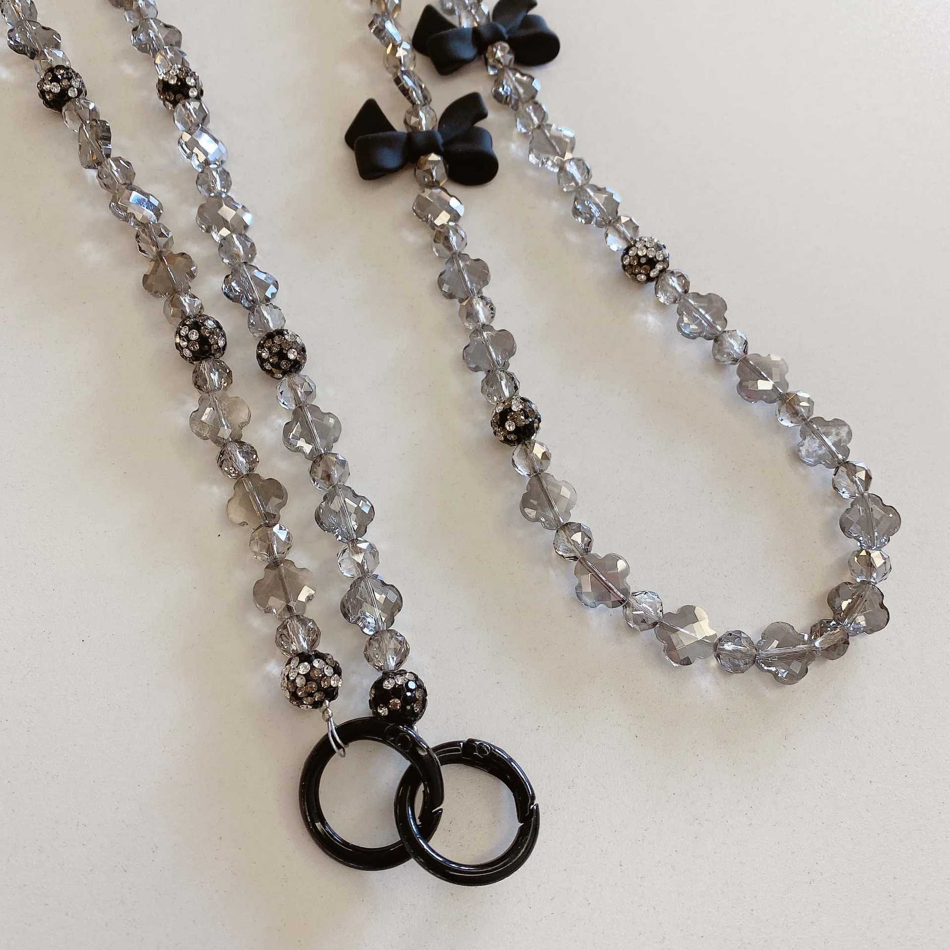 Mujeres de alta calidad hechas a mano colgante de teléfono móvil pulsera de arco negro de moda colgante larga colgante