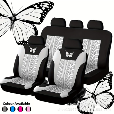foreign trade cross-border Asia, Universal seat cover - butterfly-press-black-ash-9-piece-set-of-5-seats-general