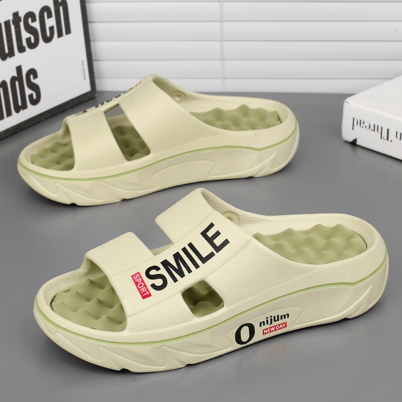 Zapatillas de hombre 2025 verano nuevo estilo casero masaje de pies estilo pareja suela blanda deportes sandalias y zapatillas de playa transfronterizas