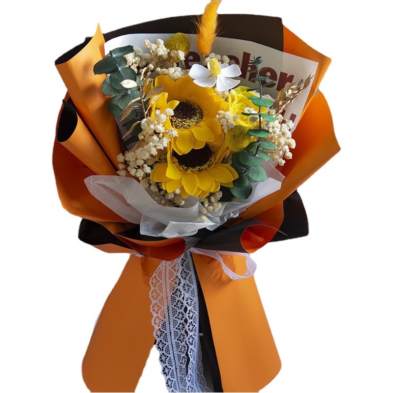 Flores eternas de Yunnan, girasoles, rosas, flores reales, Día del Maestro, temporada de graduación, regalo para profesores y compañeros de clase, ramos hechos a mano de alta gama