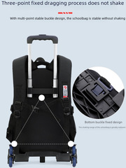 Natural Fish 2023 Summer New Model Wheeled Backpack, Detachable for Boys, Middle and High School Students, Large Capacity, One-Time Dropshipping, Six-Wheeled