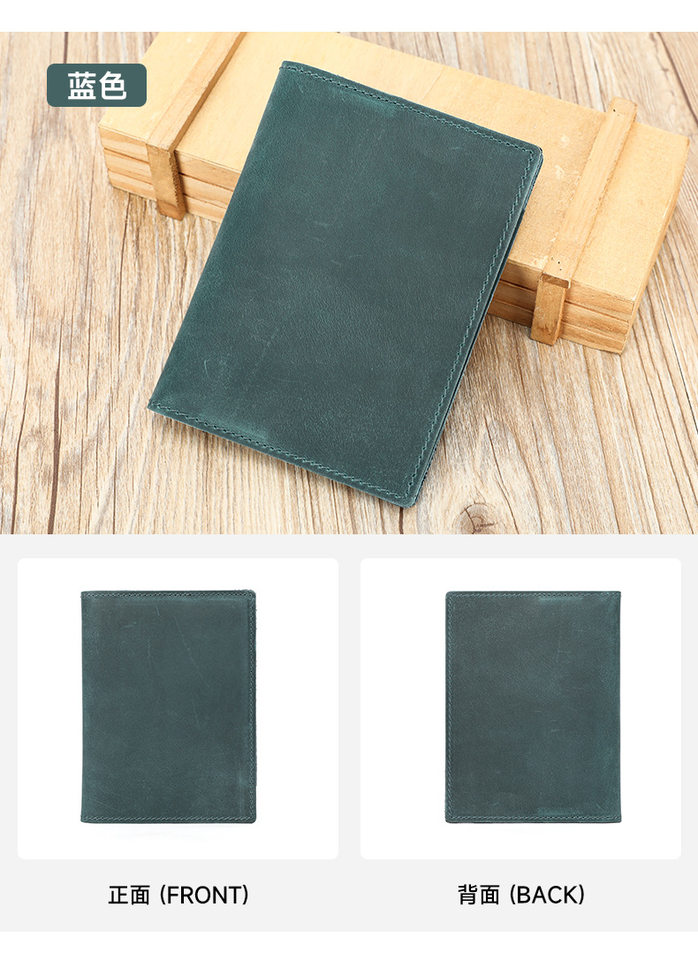 Ví đựng hộ chiếu đa năng bằng da bò thật cho nam, túi đựng thẻ và tiền xu thủ công — Màu nâu sẫm, màu đen, màu xanh lá cây chi tiết 16