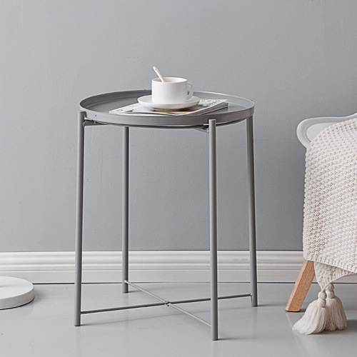 Nordic small tea table simple tray table metal coffee table iron tea table sofa bedside small round table mini corner edge