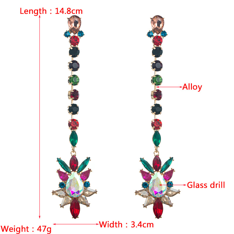 fashion shiny alloy full diamond long exaggerated earringspicture1
