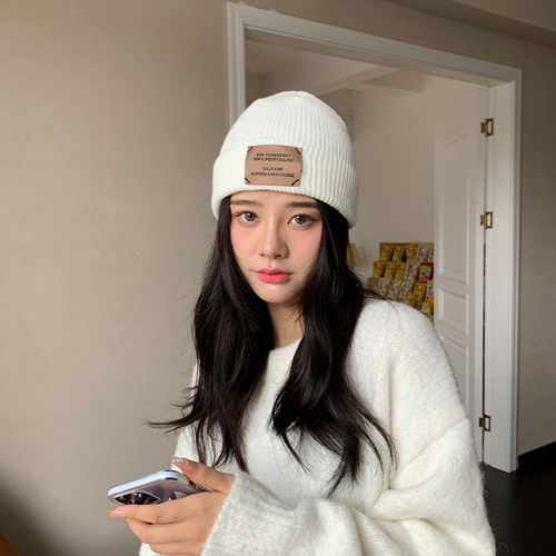 Hats Trendy Retro Patchwork Couple Knitted Hat Women's Autumn and Winter Big Headband Warm Korean Style Ins Earflap Knit Cap 